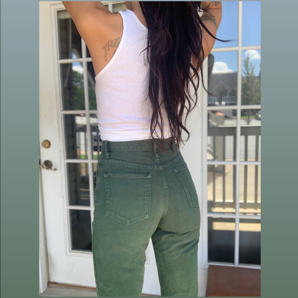 Vintage Green Jeans High Waisted